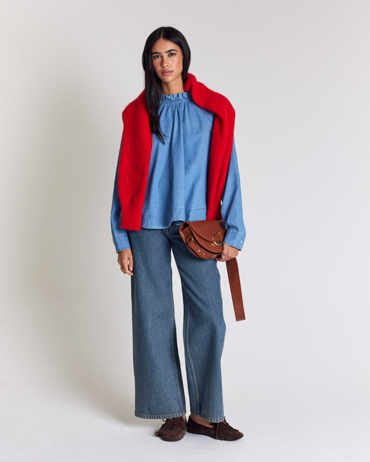 Zoelie blue chambray blouse