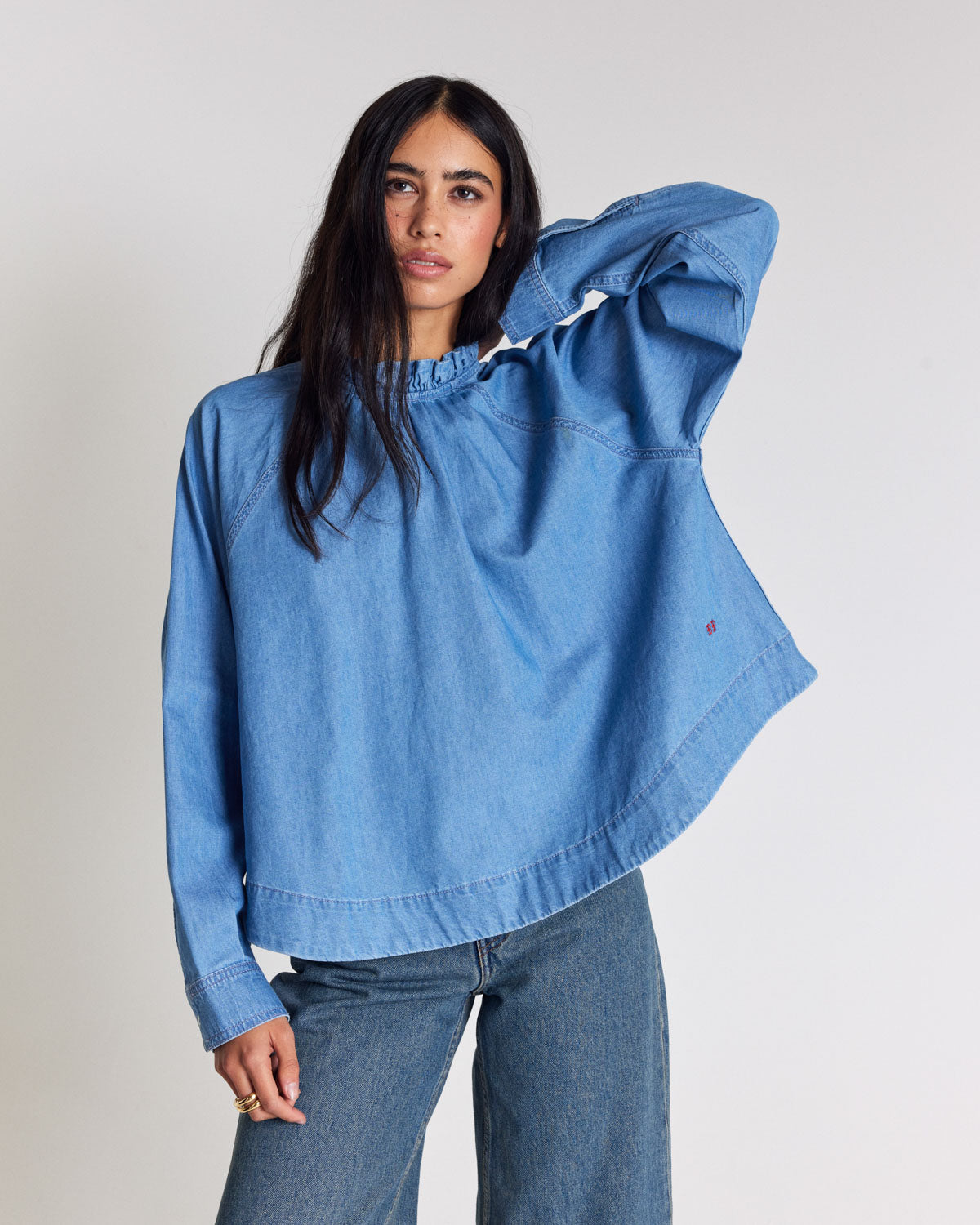 Zoelie blue chambray blouse