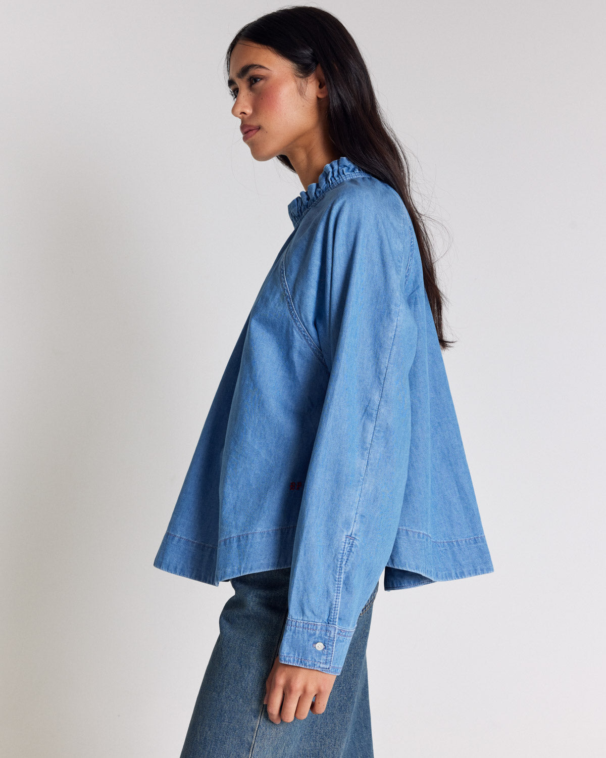 Zoelie blue chambray blouse