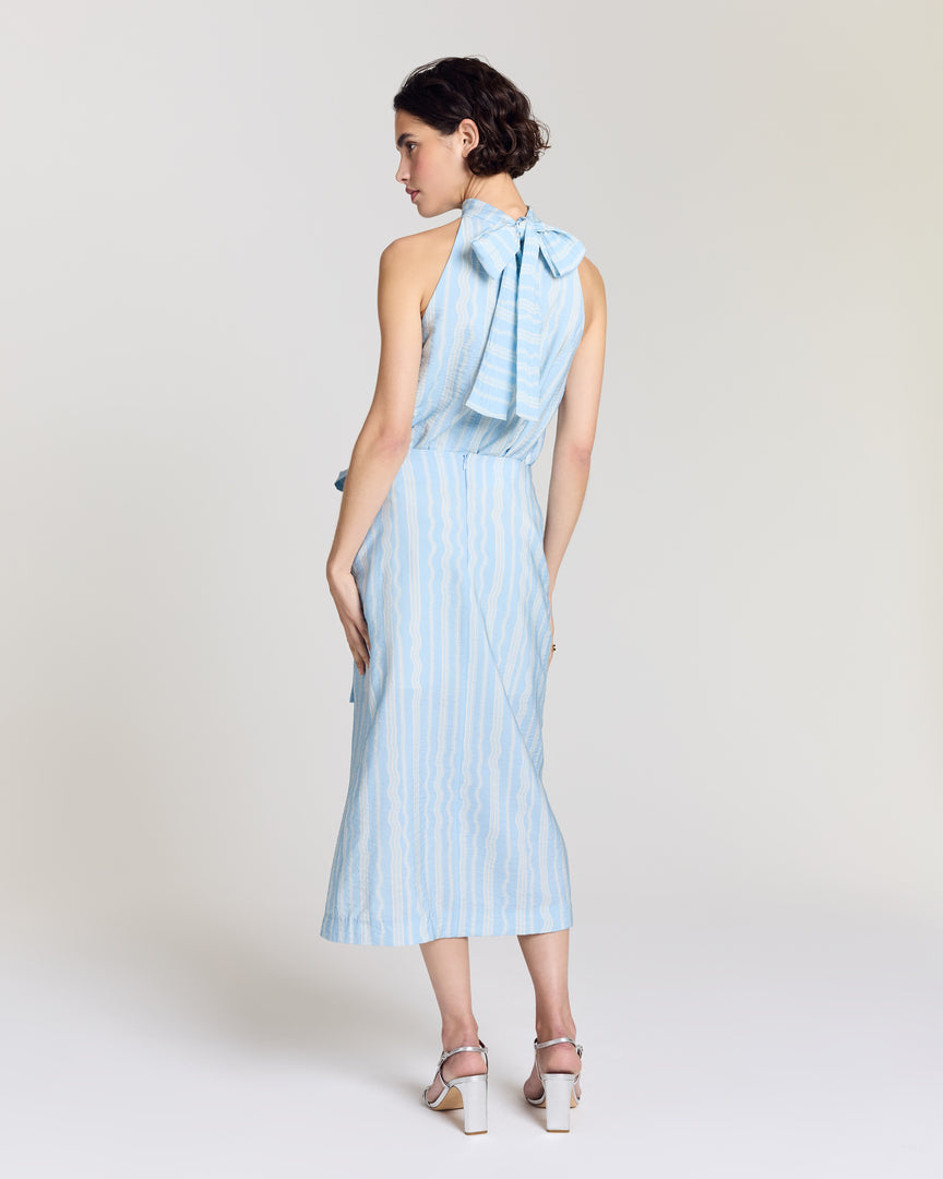 Top Arielle rayures onde fond bleu