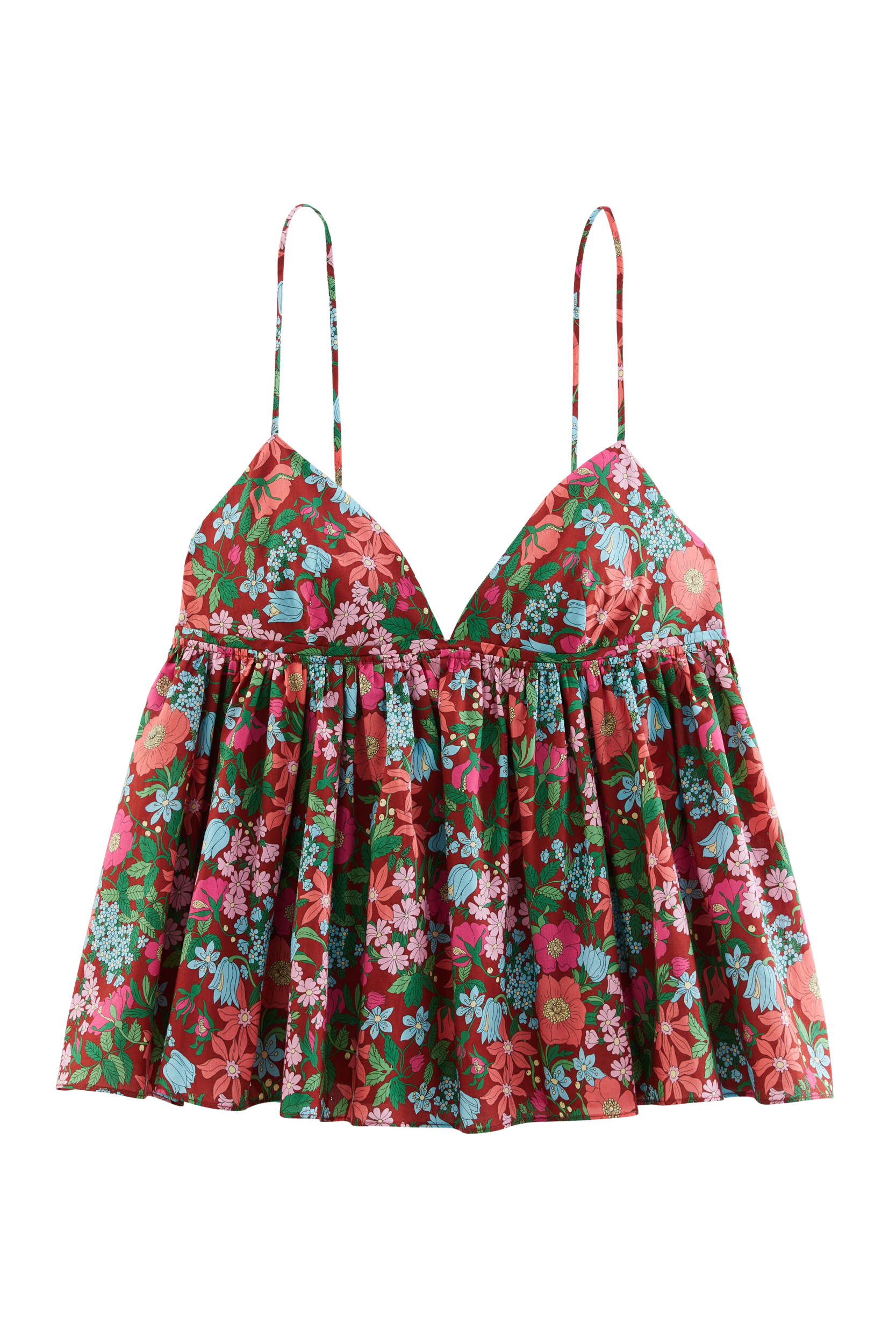 Top Calia printed Liberty pink and burgundy