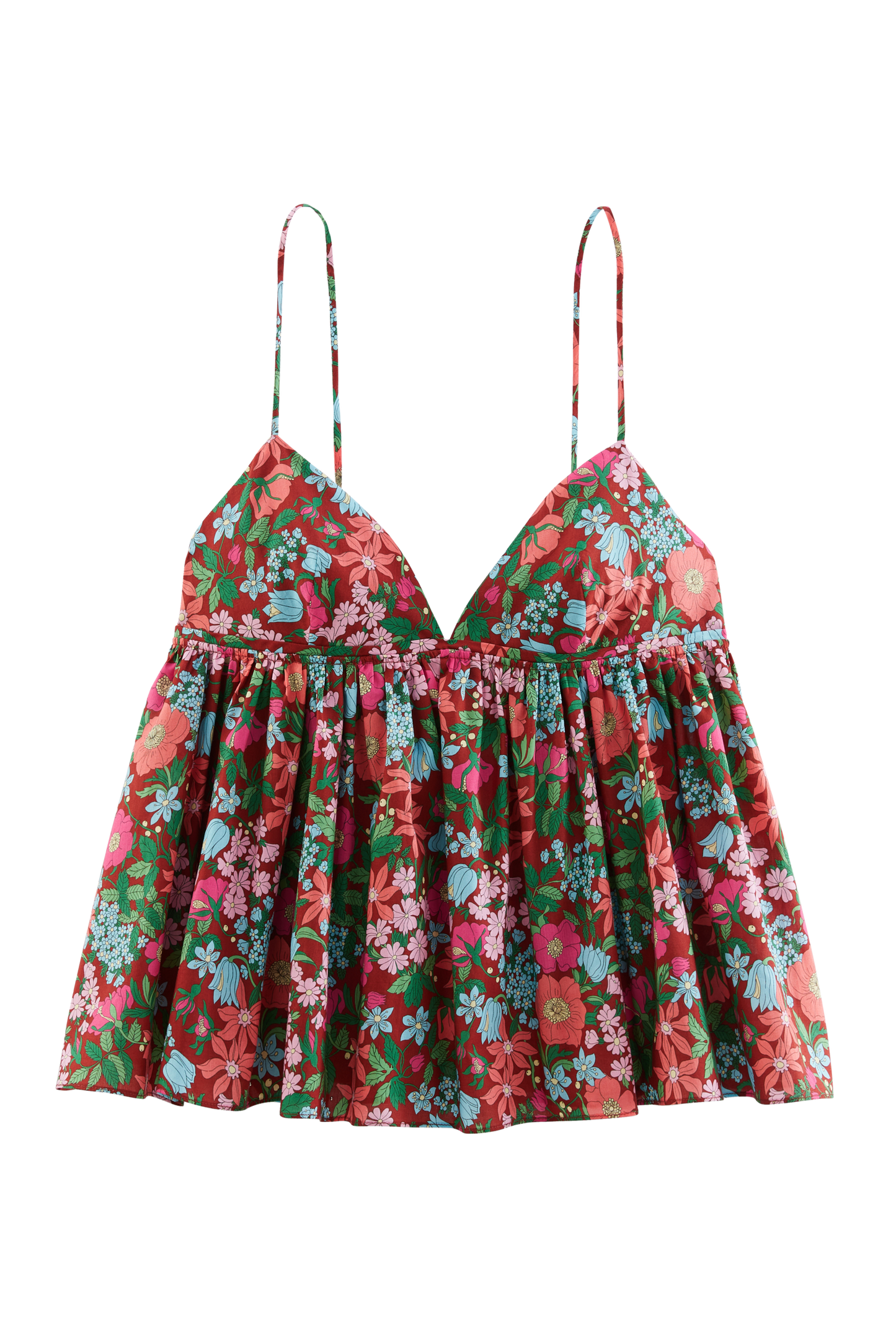 Calia top with pink and burgundy Liberty print