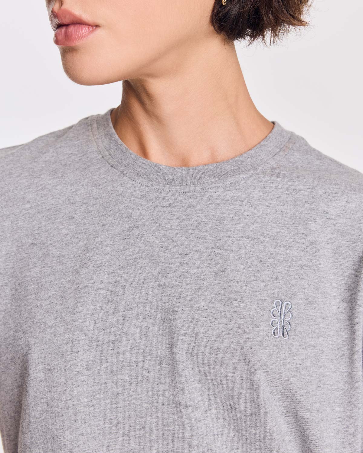Grey marl embroidered Bree T-shirt