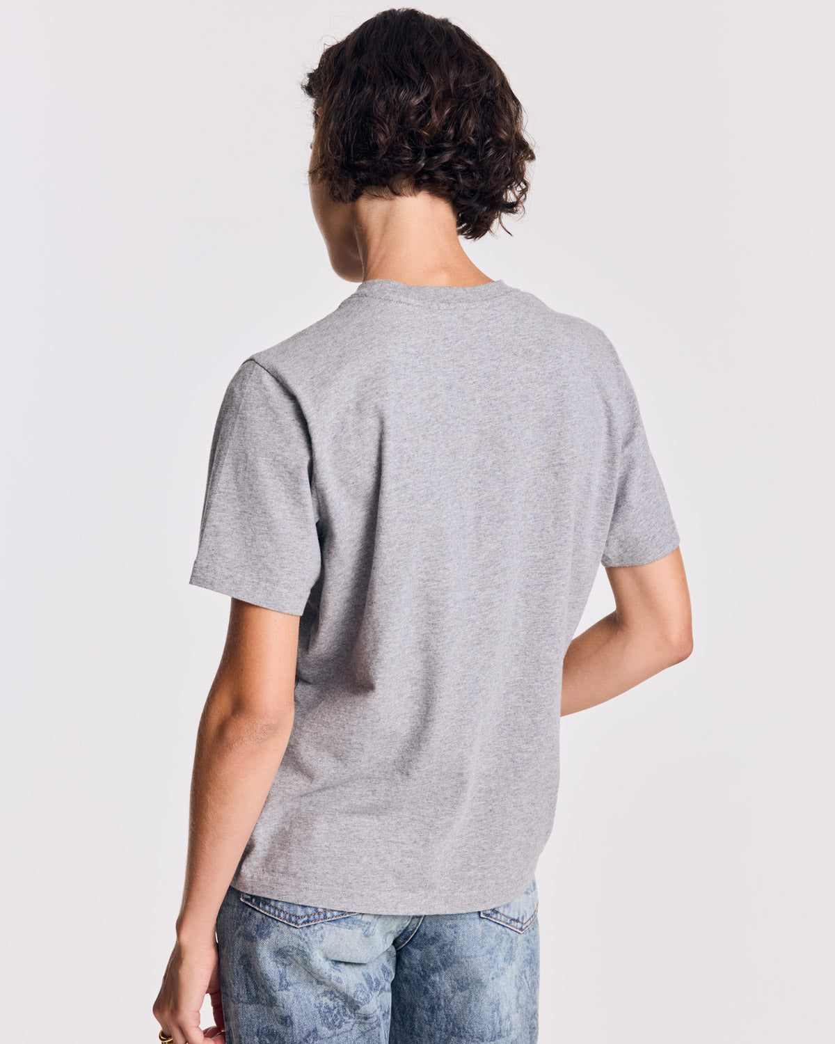 Grey marl embroidered Bree T-shirt