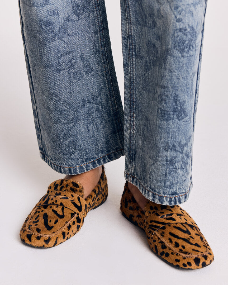 Mocassins Alix frange pony guépard