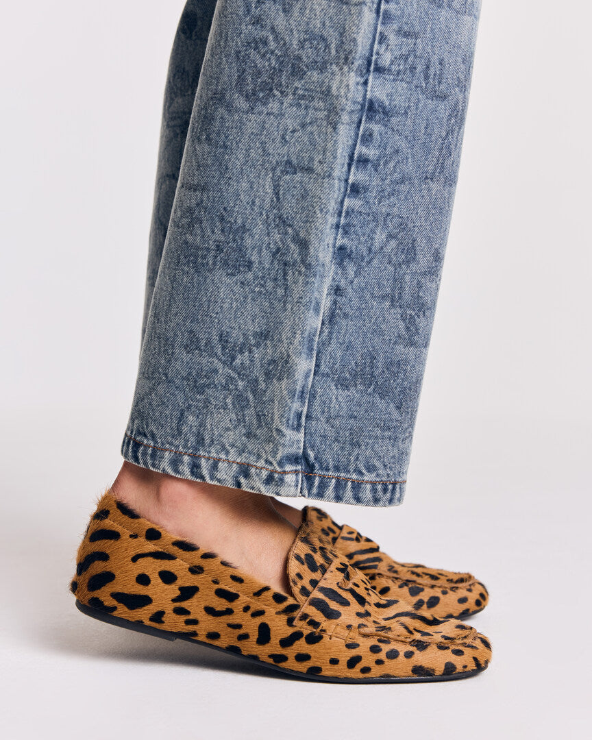Mocassins Alix frange pony guépard
