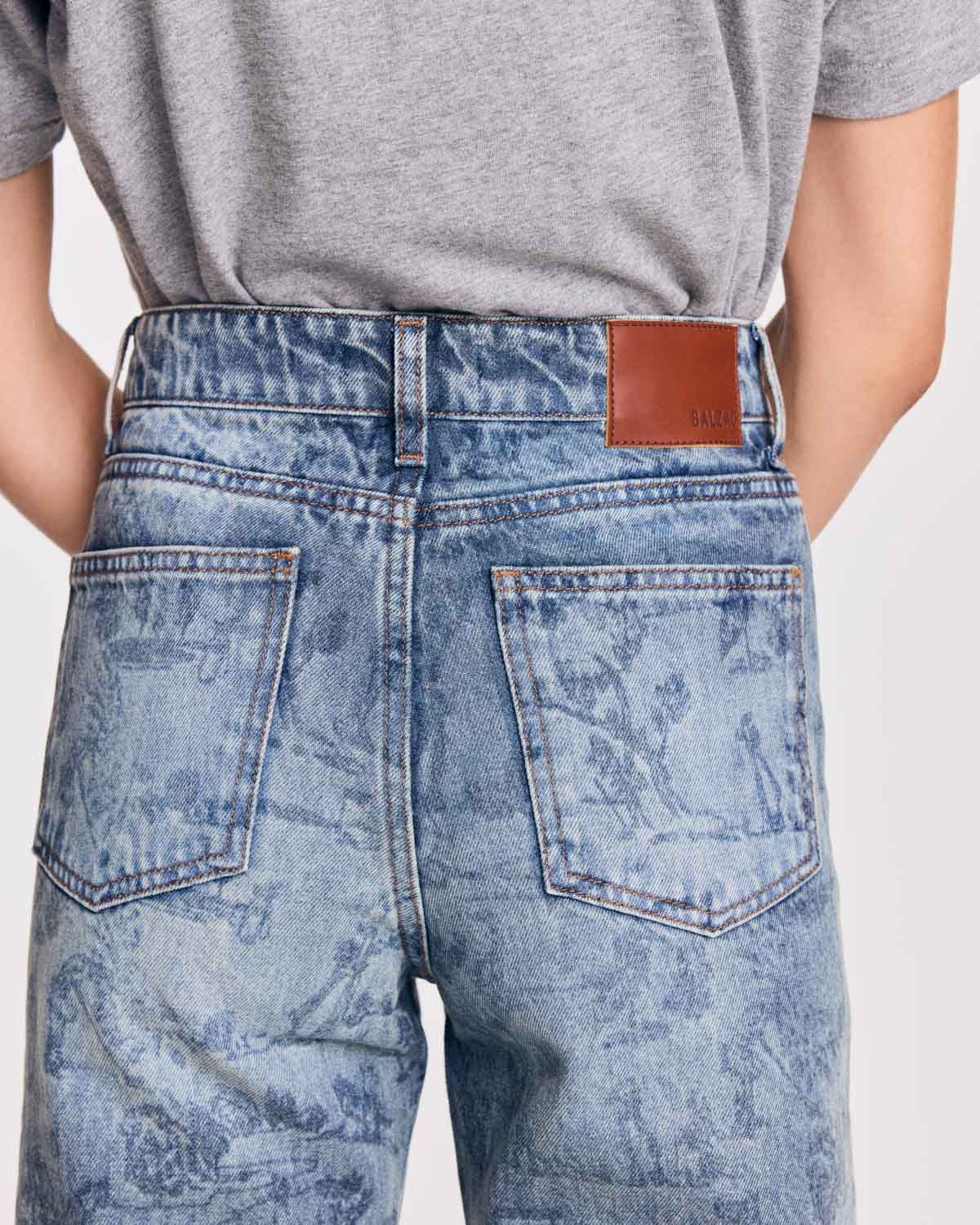 Jean Leonard imprimé Toile de jeu bleu vintage
