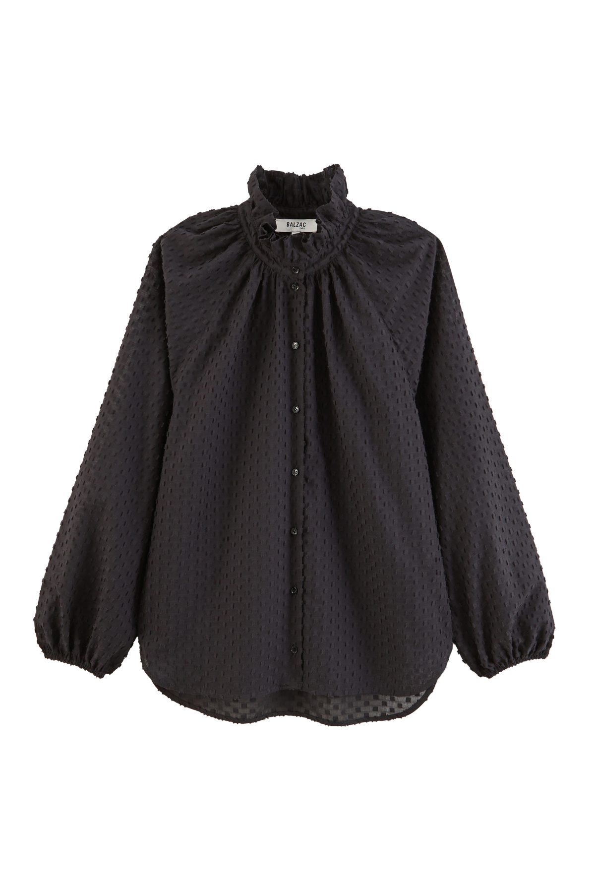 Camille midnight blue polka dot blouse