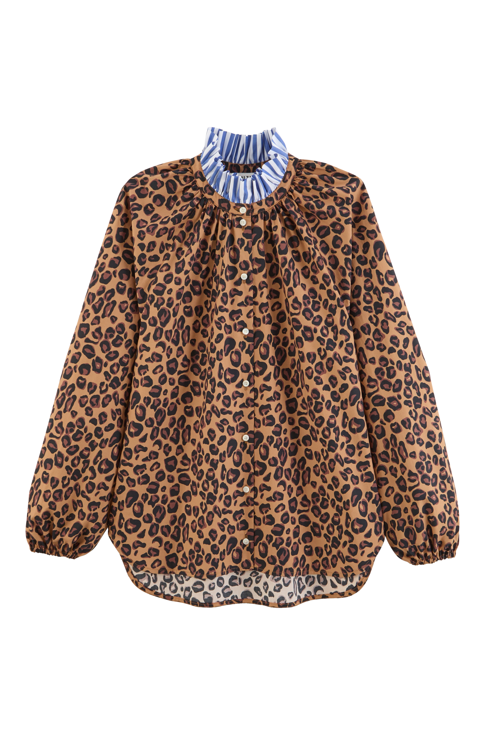 Blouse Camille leopard and stripes blue