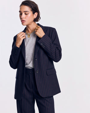 Veste Valerine rayures marine et rouge