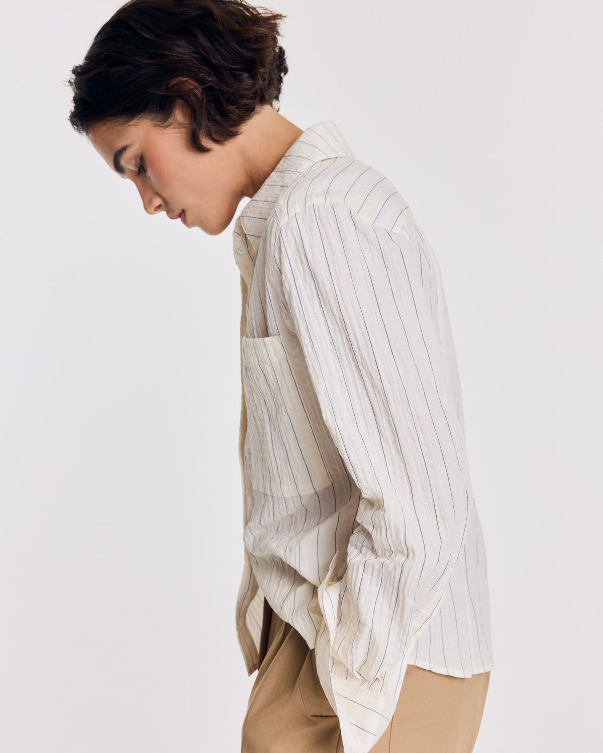 Chemise Jacinthe rayures écru et marine