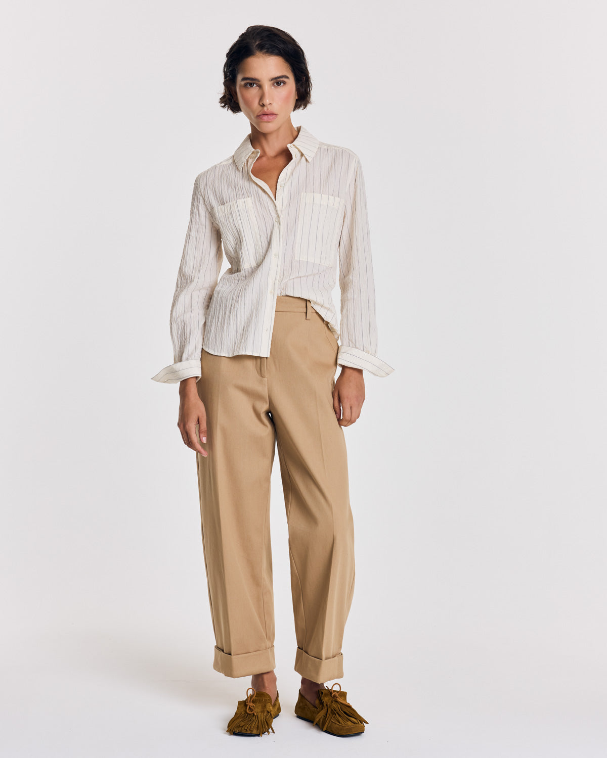 Chemise Jacinthe rayures écru et marine