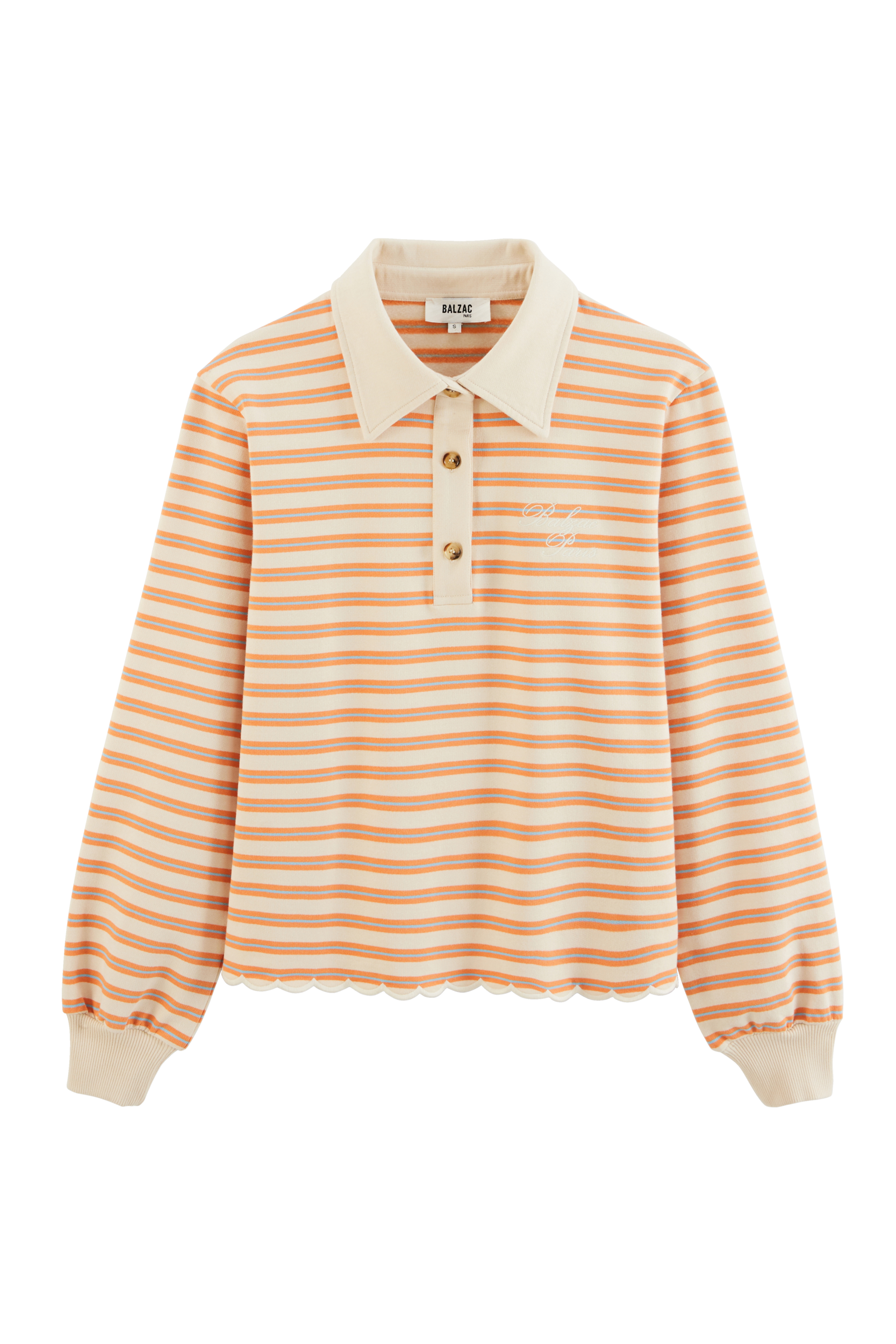 Sweatshirt Mirabelle stripes orange, blue and ecru