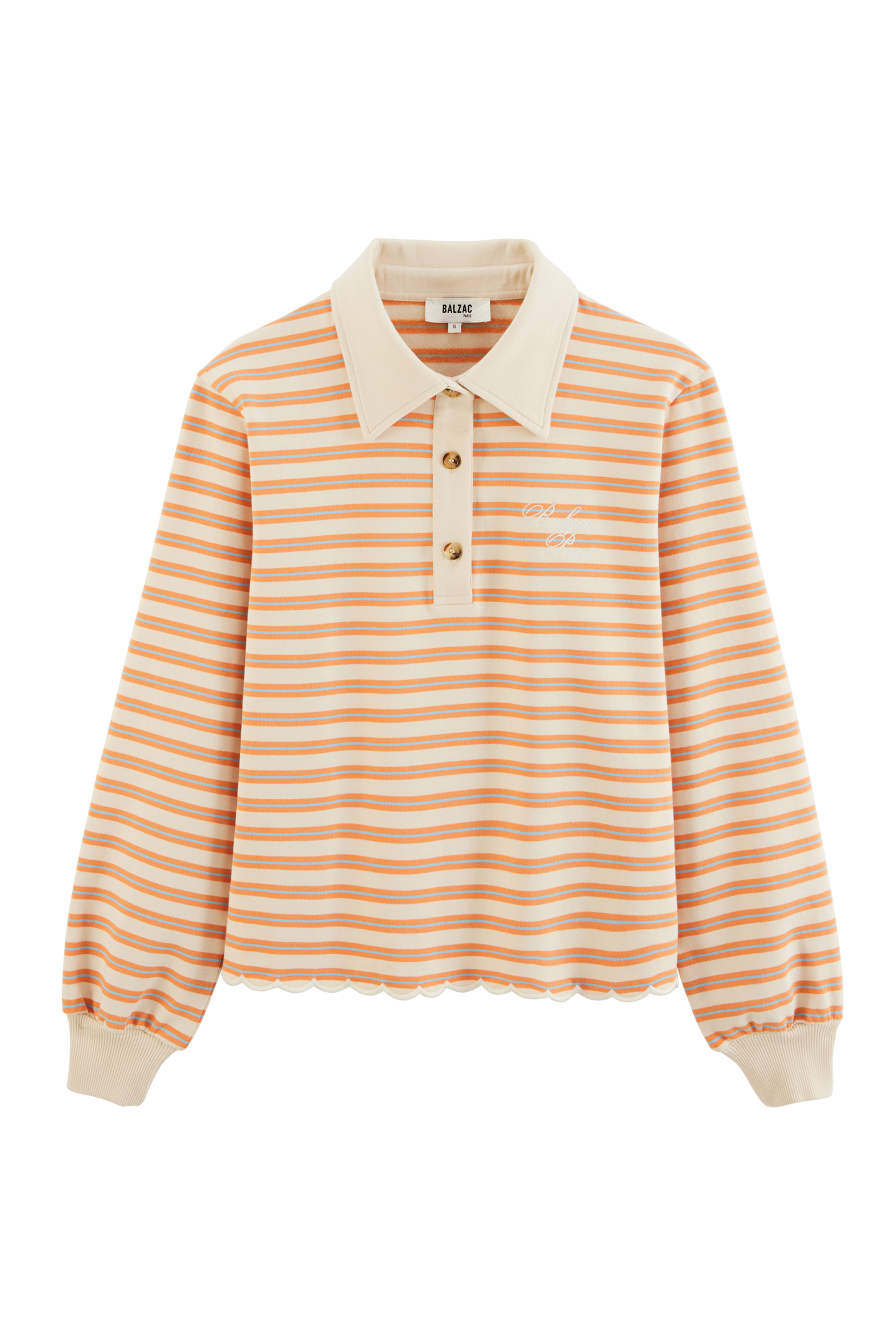 Sweat-shirt Mirabelle rayures orange, bleu et écru