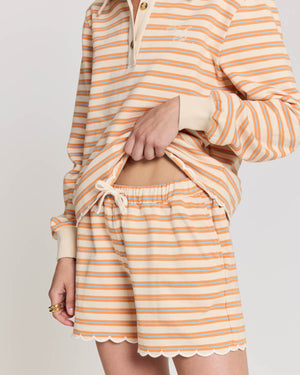 Tao orange, blue and off-white striped shorts