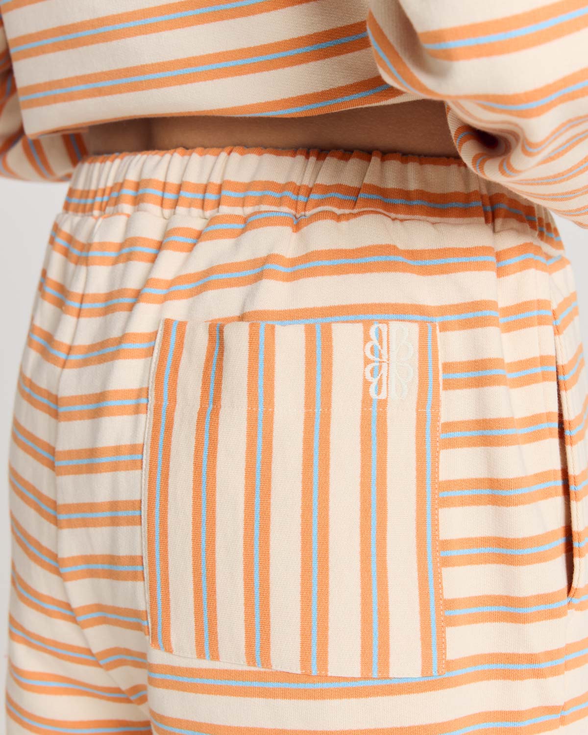 Tao orange, blue and off-white striped shorts