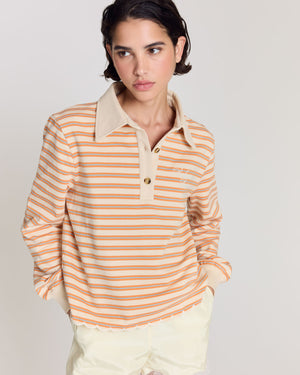 Mirabelle striped sweatshirt with orange, blue and off-white