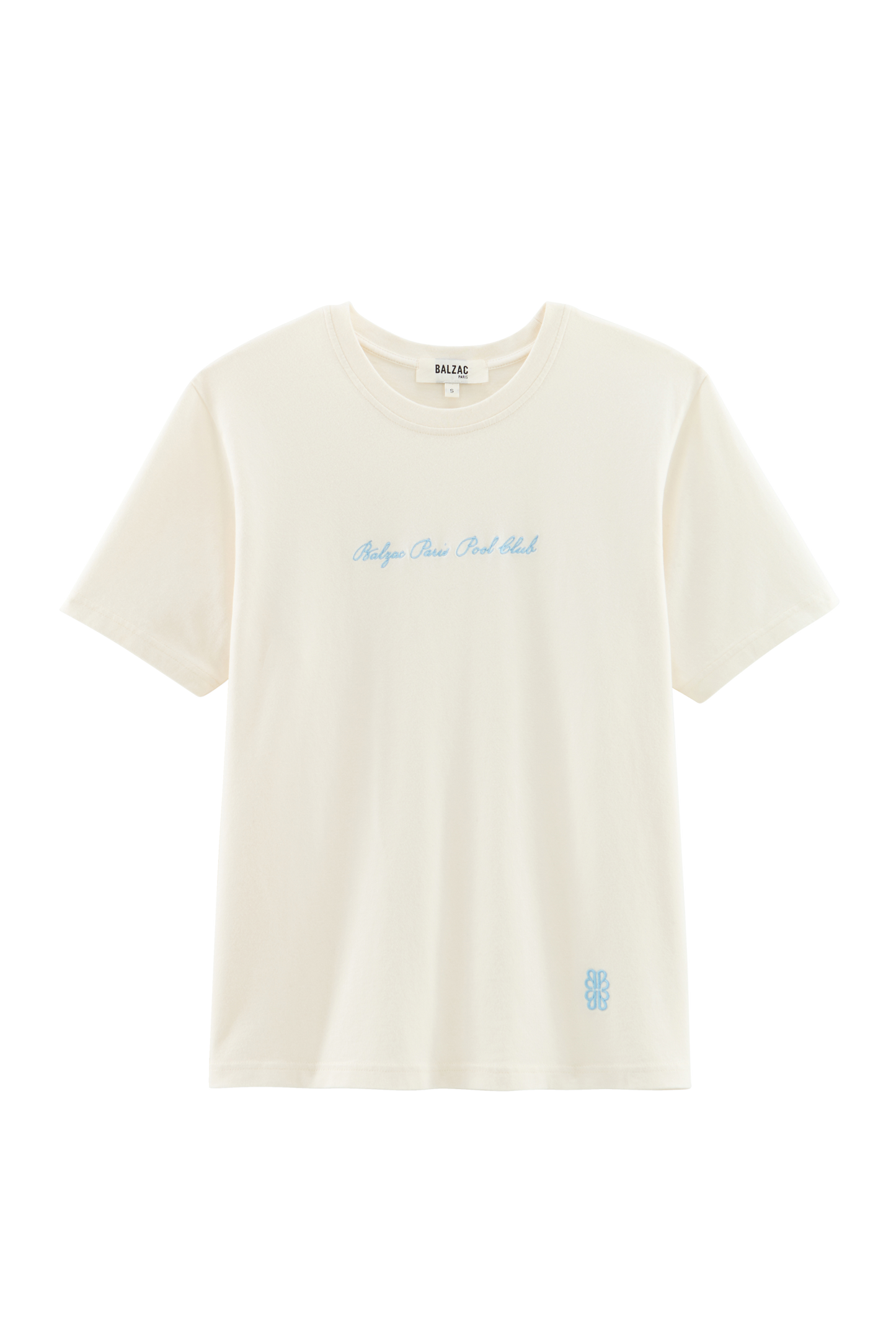 Bree Balzac Pool Club off-white and blue T-shirt