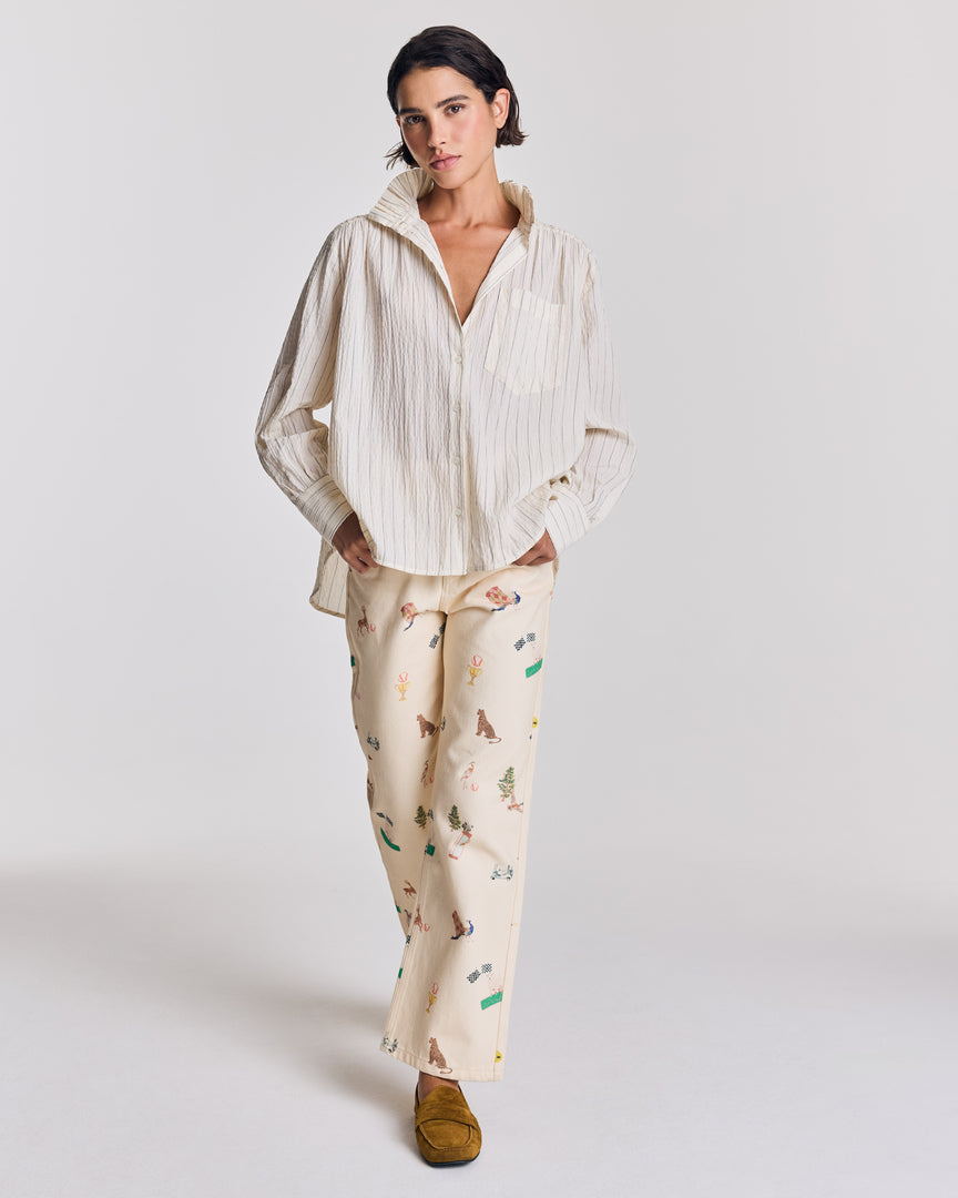 Chemise Léonor rayures écru et marine