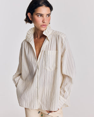 Chemise Léonor rayures écru et marine