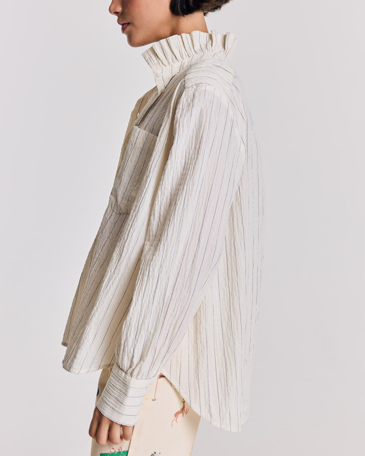 Chemise Léonor rayures écru et marine