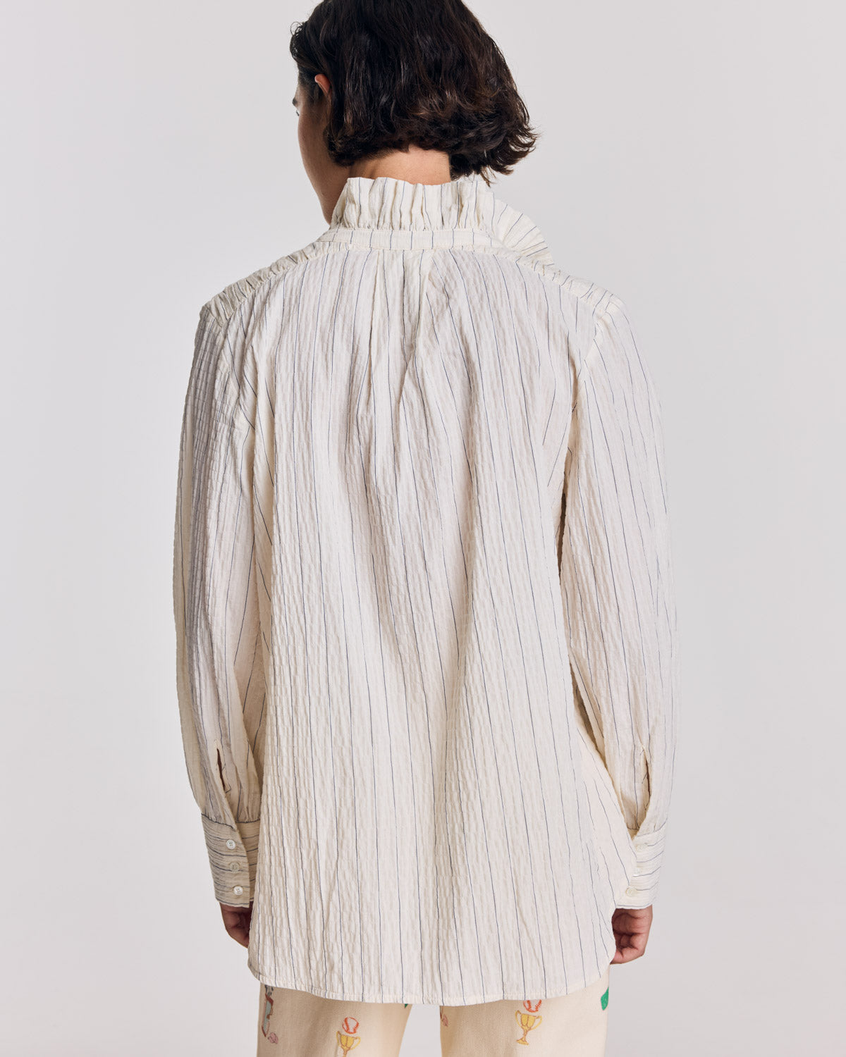 Chemise Léonor rayures écru et marine