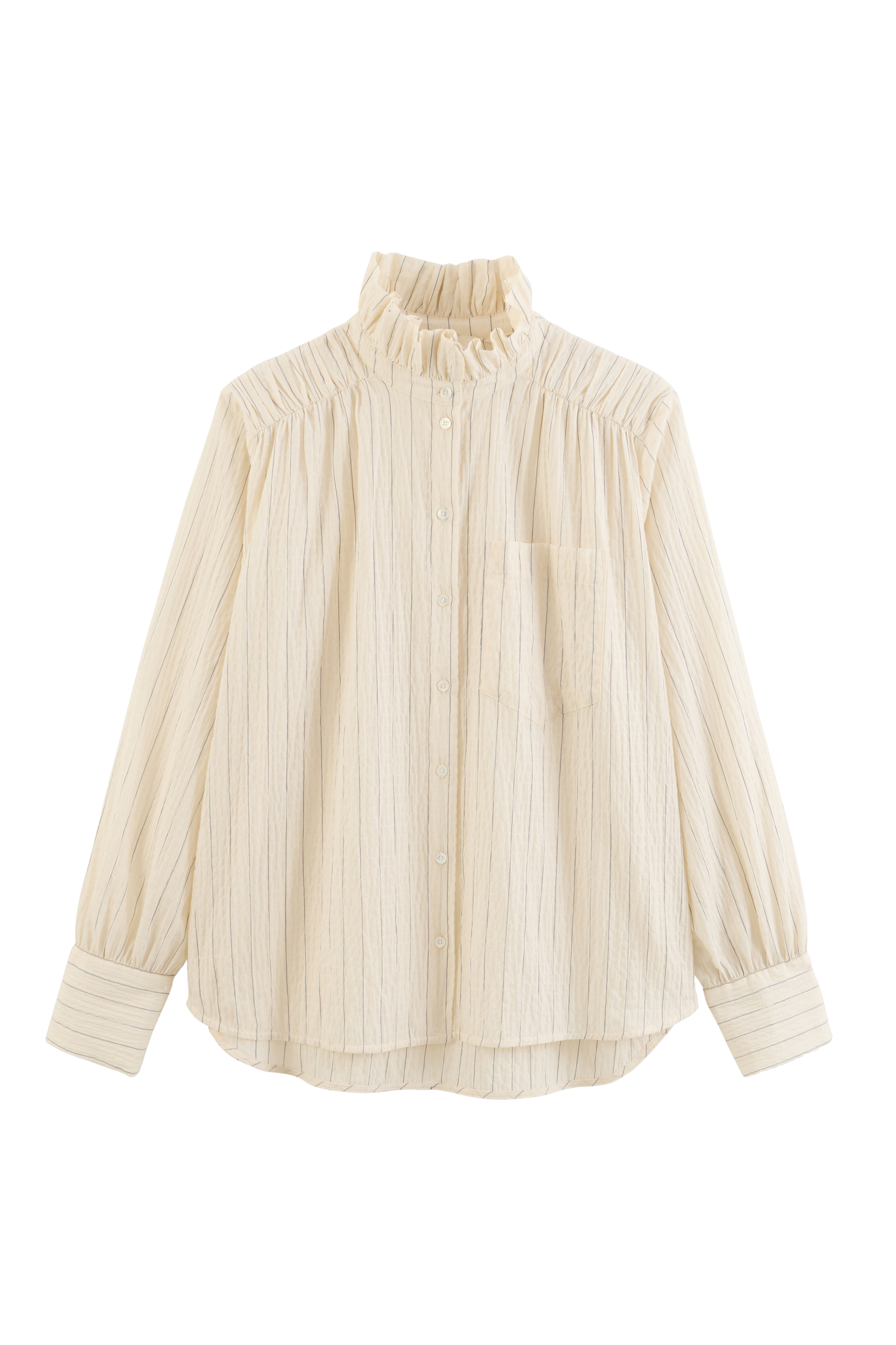 Shirt Léonor stripes ecru and navy