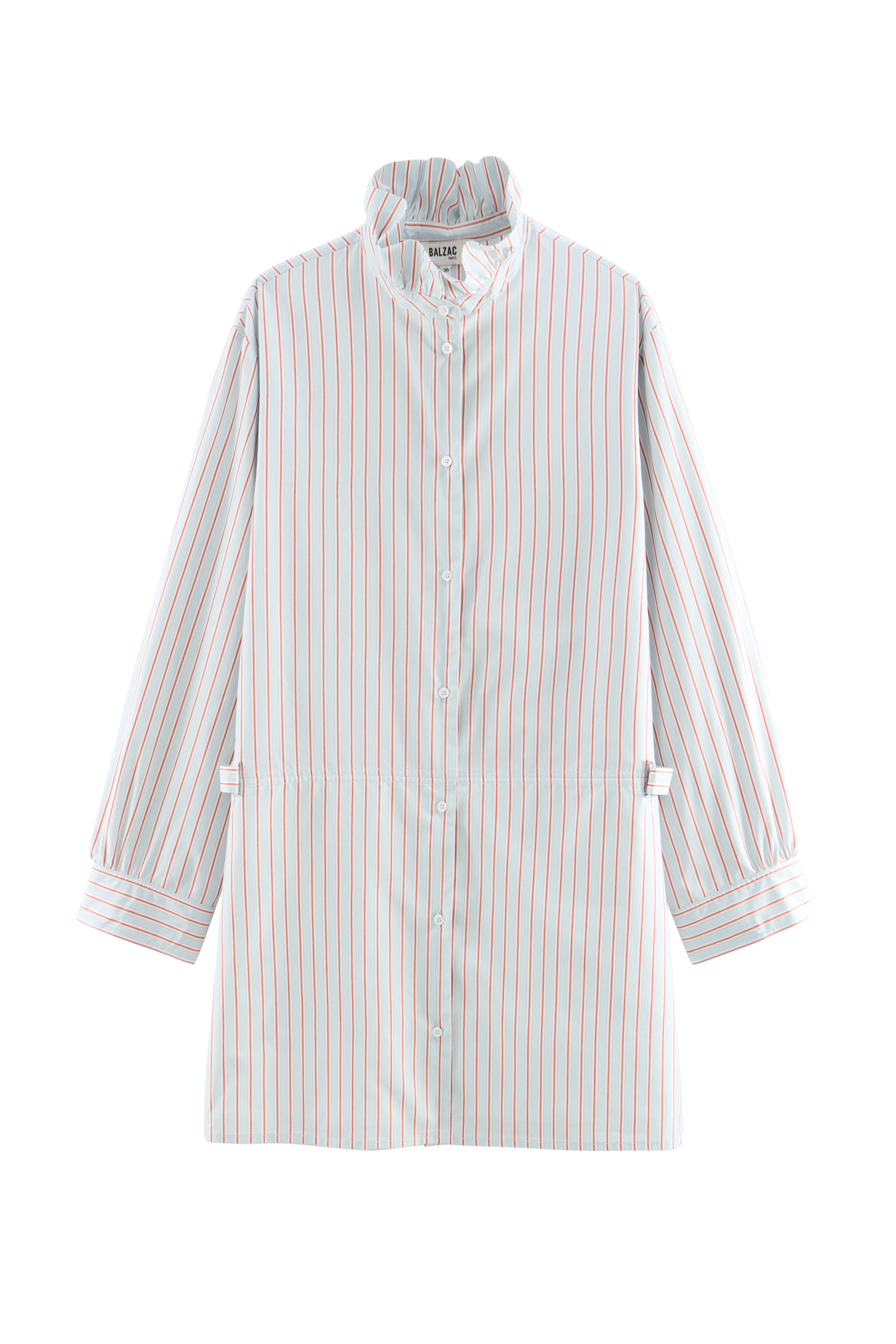 Dress Carmen stripes red background blue