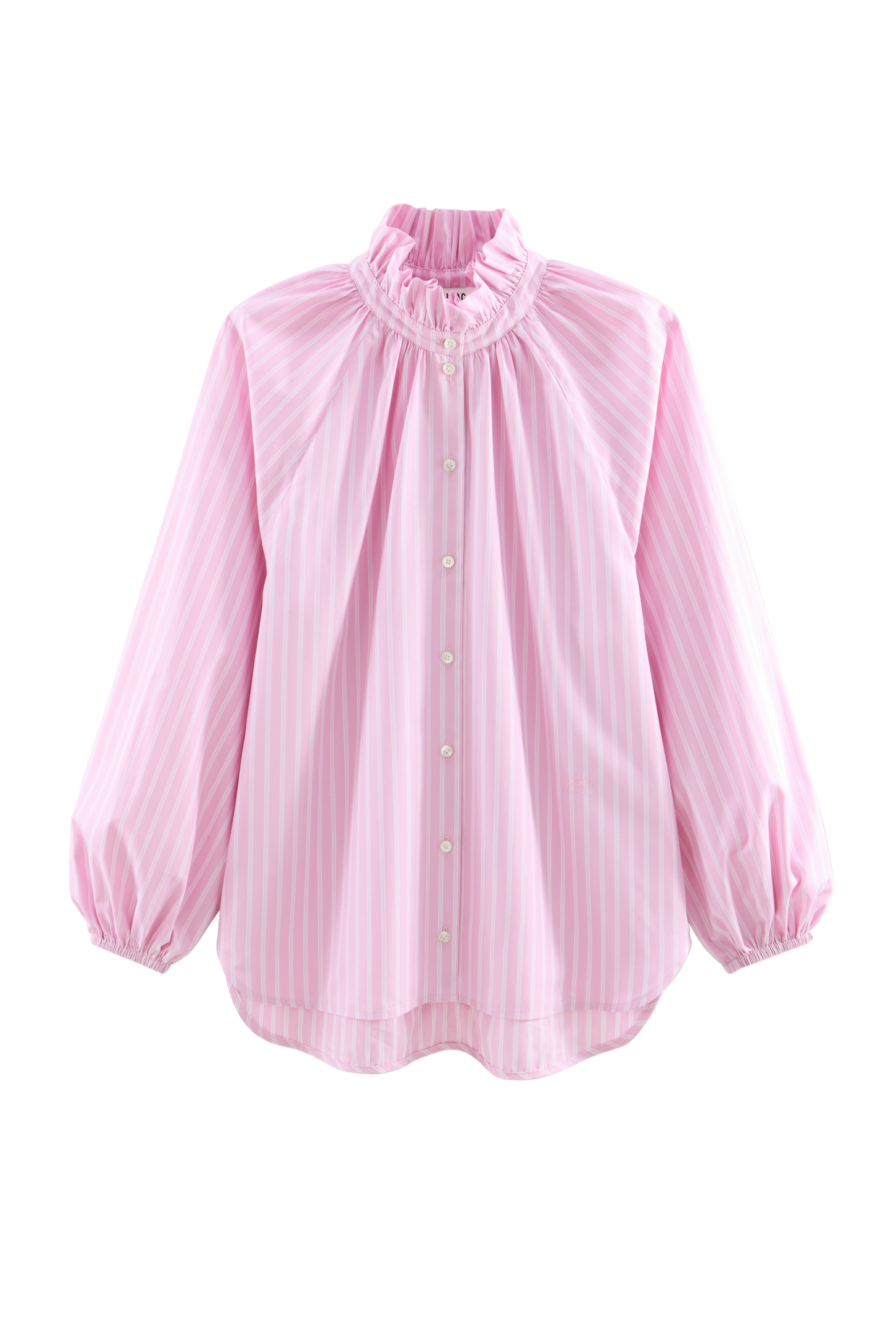 Camille shirt with pink and ecru stripes