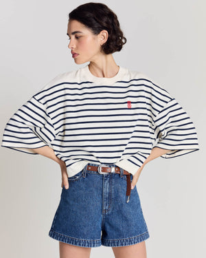 Lucien striped T-shirt, navy and white