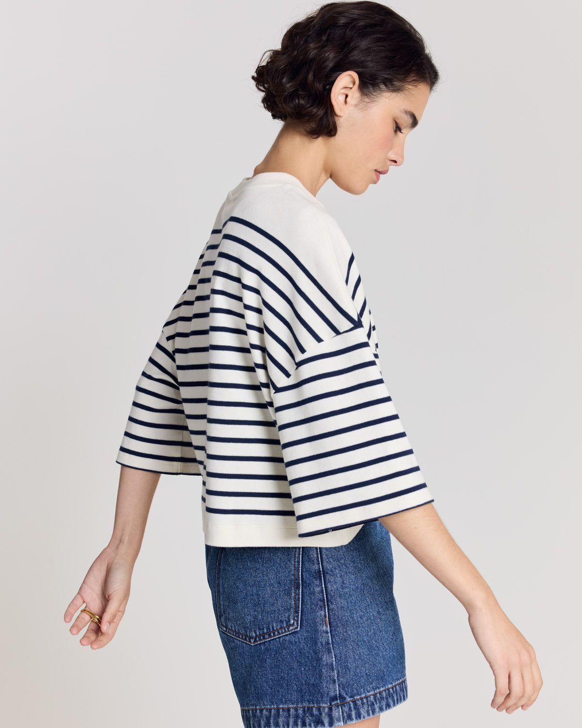 Tee Shirt Lucien rayures bleu marine et blanc