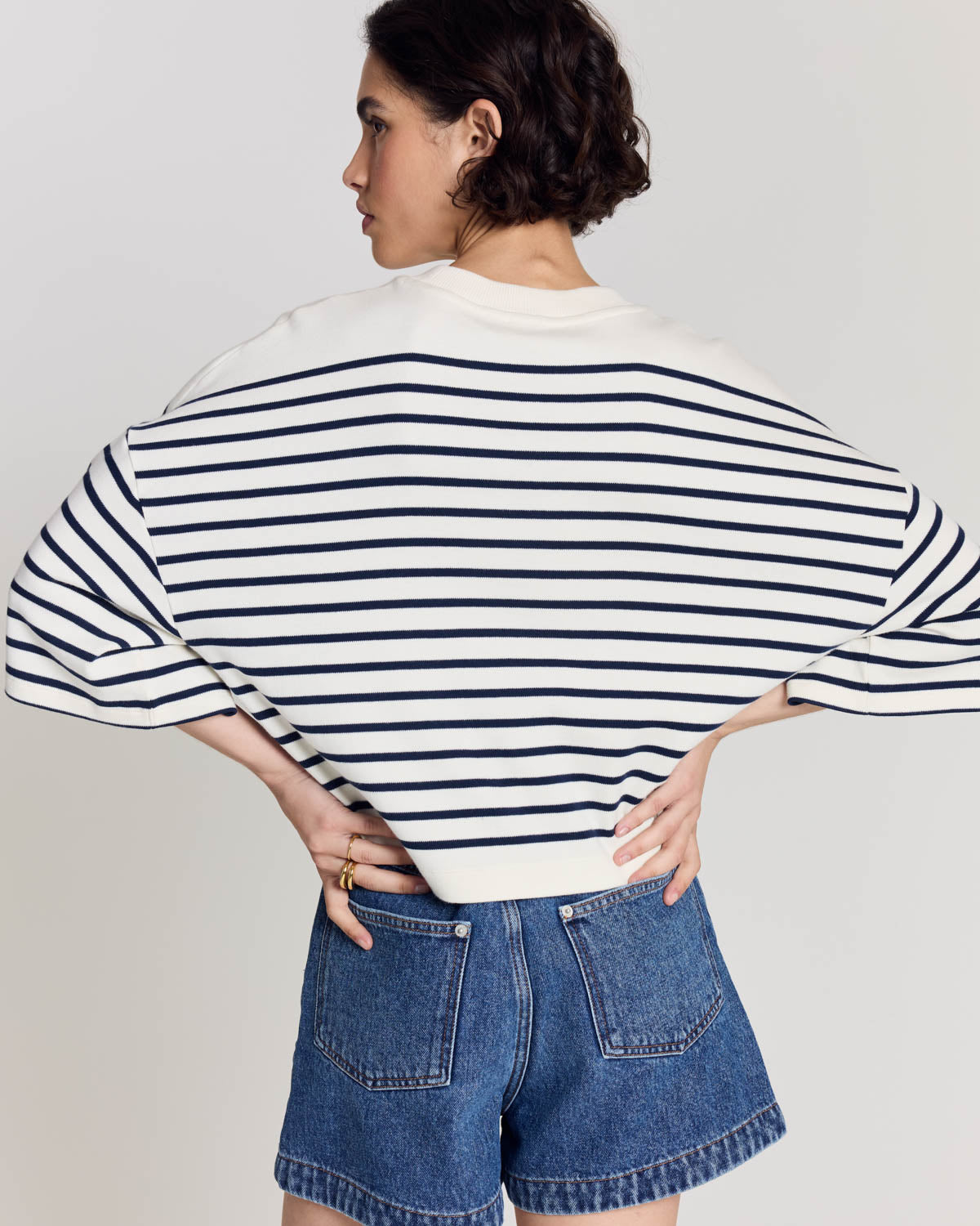 Tee Shirt Lucien rayures bleu marine et blanc