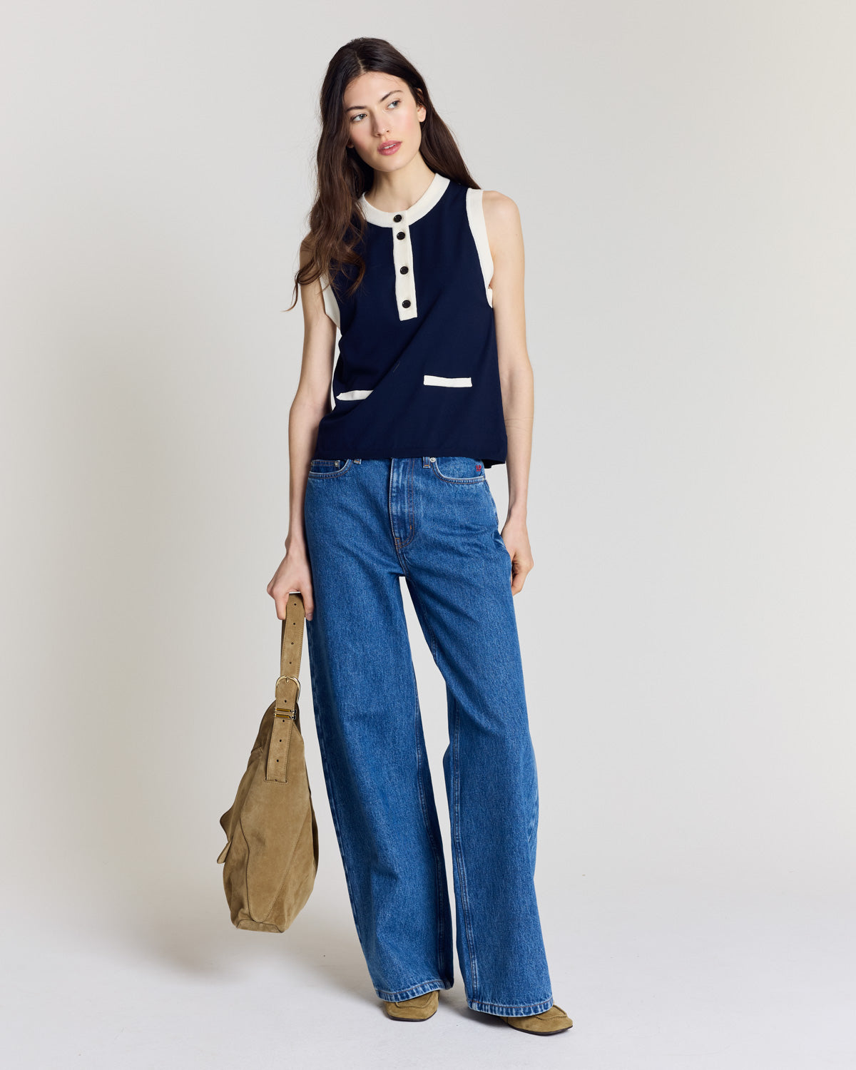 Top Neo bleu marine et blanc