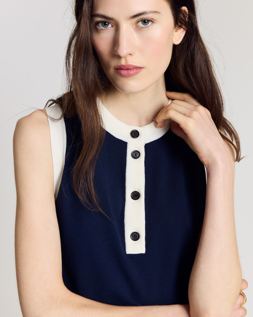 Top Neo bleu marine et blanc