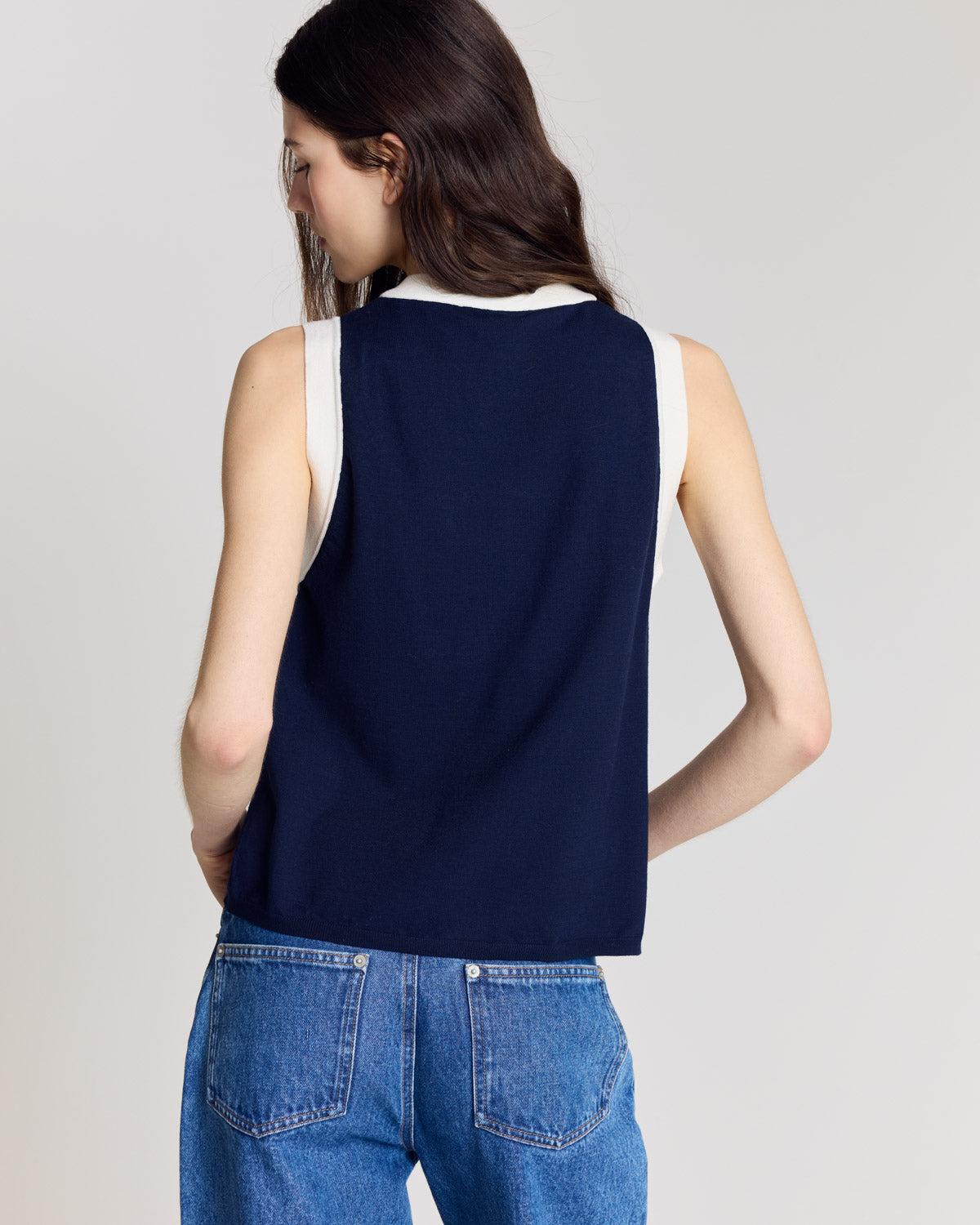 Top Neo bleu marine et blanc