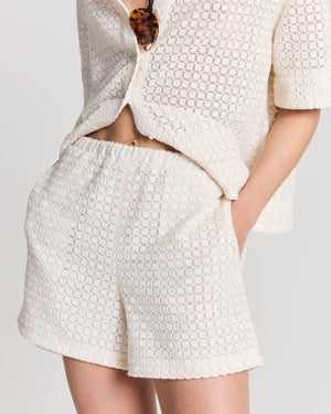 Short Flora checkered guipure ecru