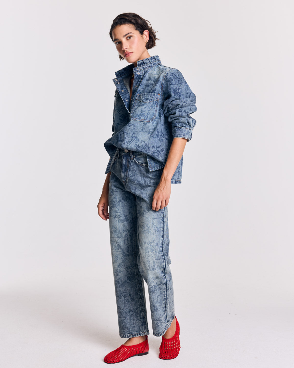 Jean Leonard imprimé Toile de jeu bleu vintage