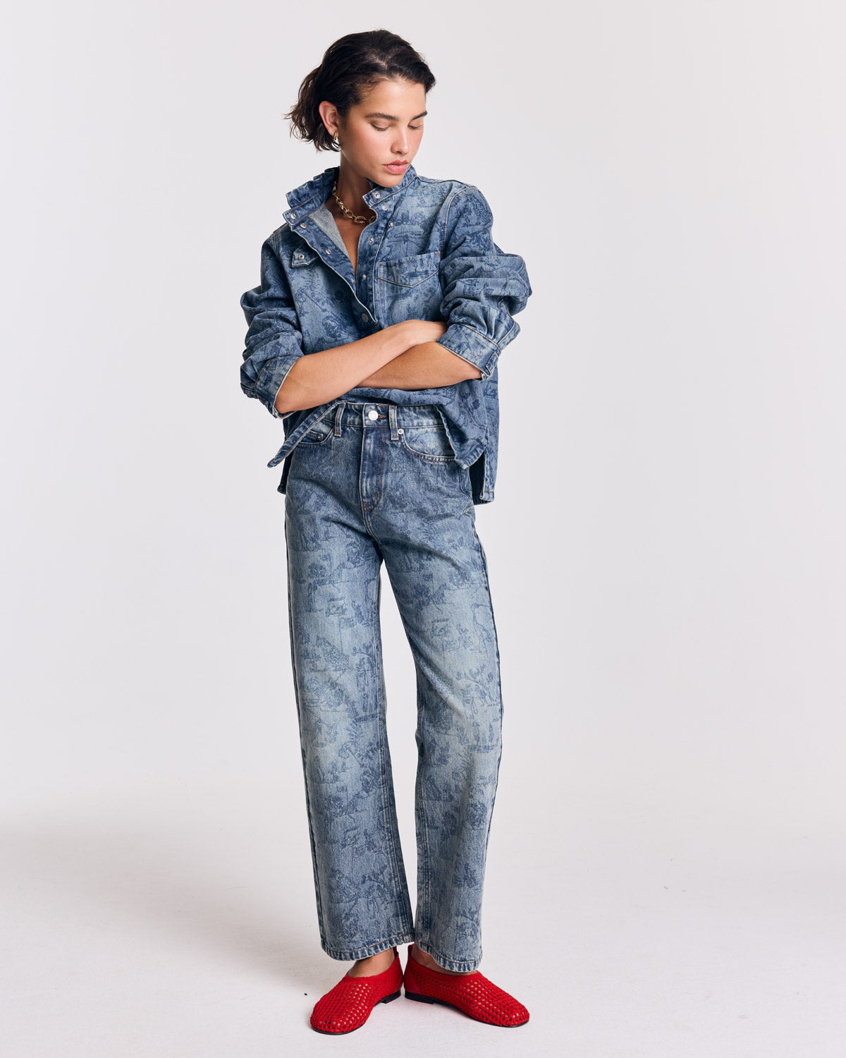 Jean Leonard imprimé Toile de jeu bleu vintage