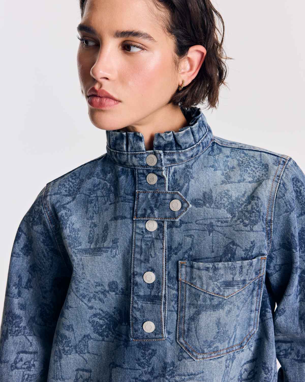 Vareuse Cyrius printed Toile of combination blue vintage
