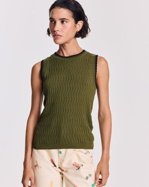 Top Kahny olive et noir