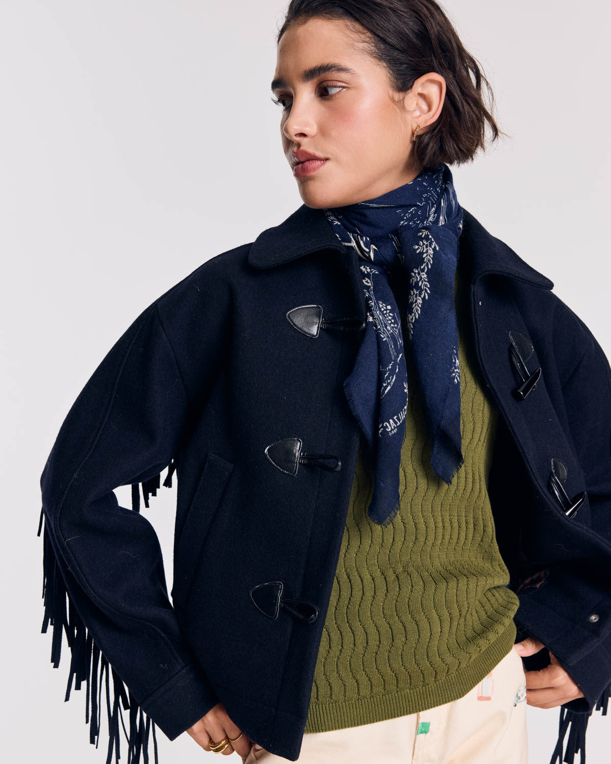 Scarf Noam navy blue game canvas