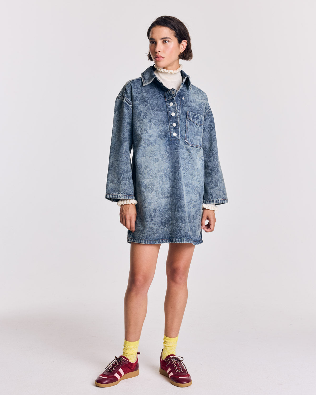 Dress Liva printed Toile of combination blue vintage