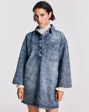 Robe Liva imprimé Toile de jeu bleu vintage