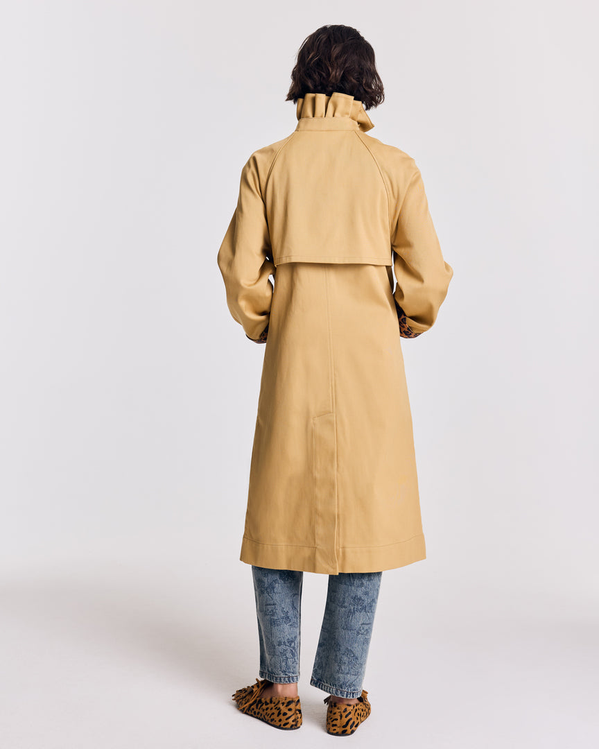 Alma beige and coffee leopard trench coat