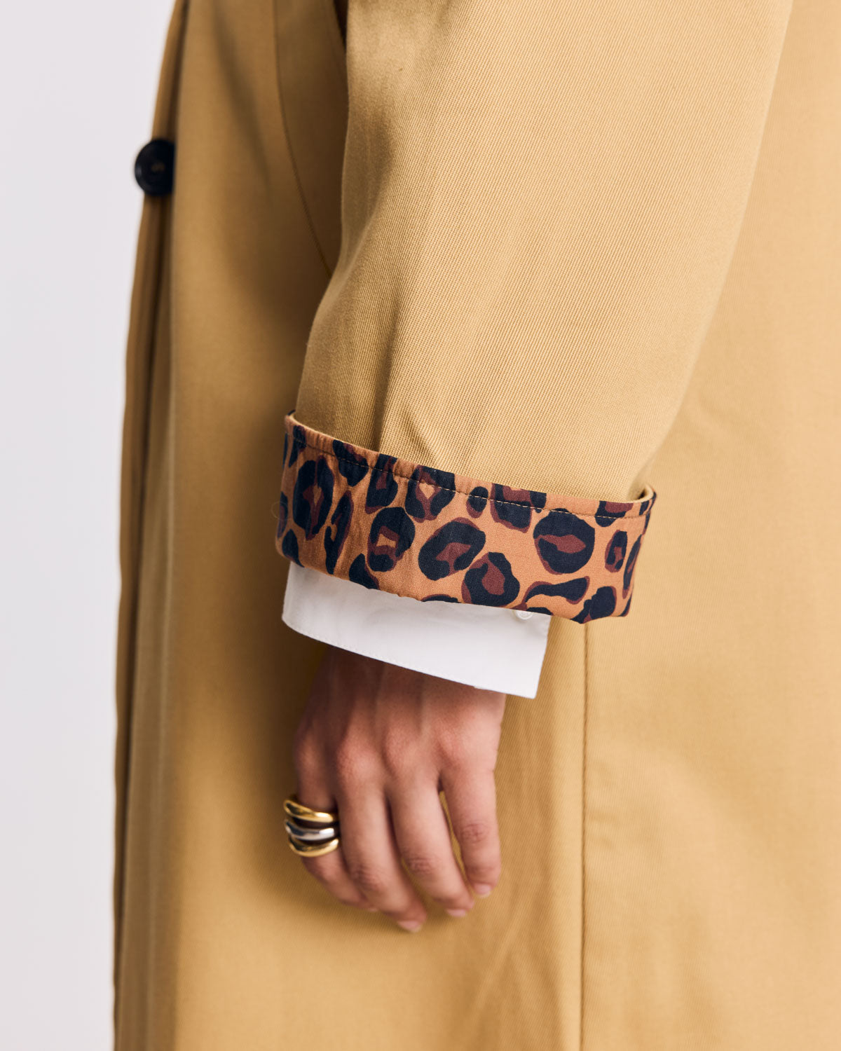 Alma beige and coffee leopard trench coat