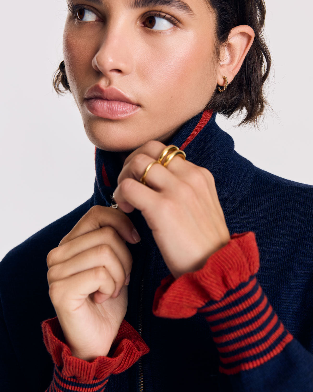Pull Lila marine et rouille