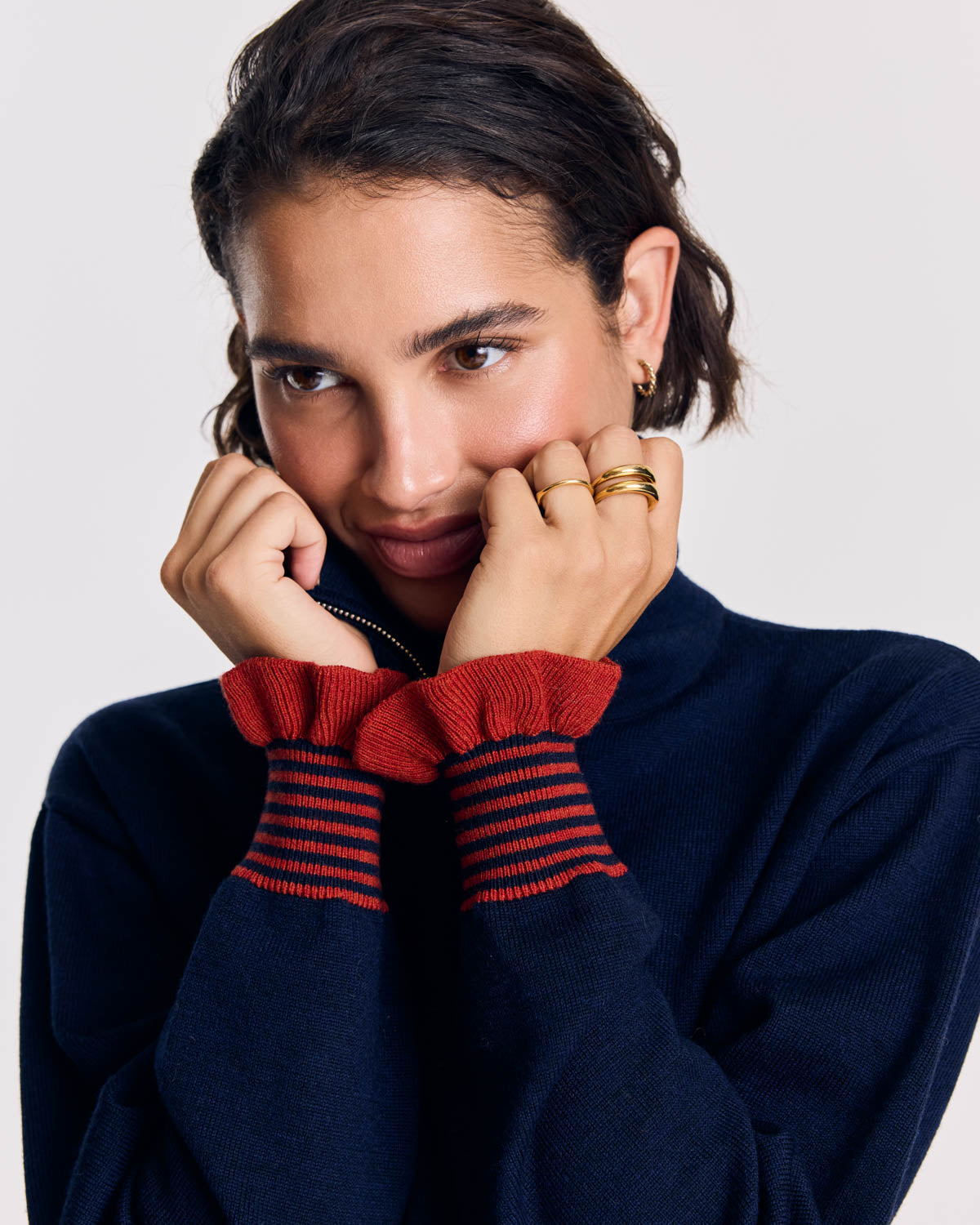 Pull Lila marine et rouille