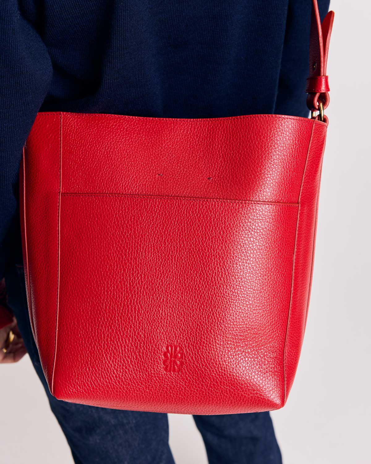 Sac Sasha grainé rouge intérieur chocolat