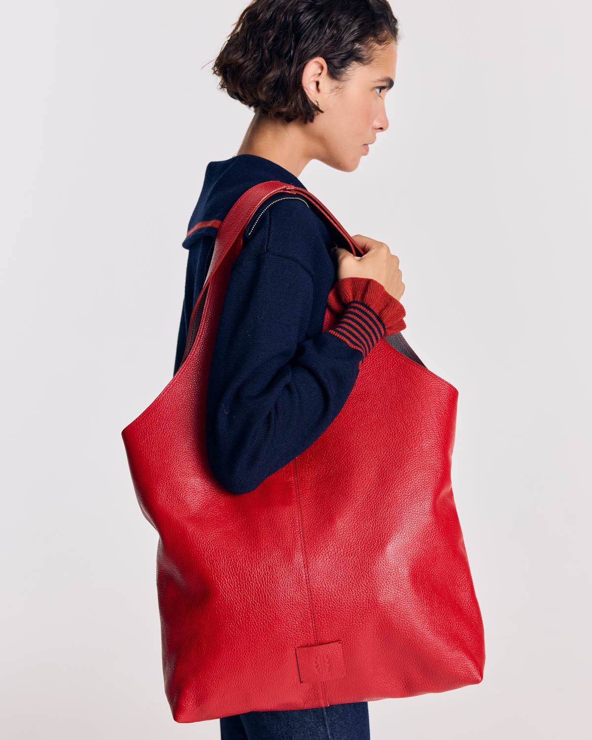 Red maxi grained Sun bag