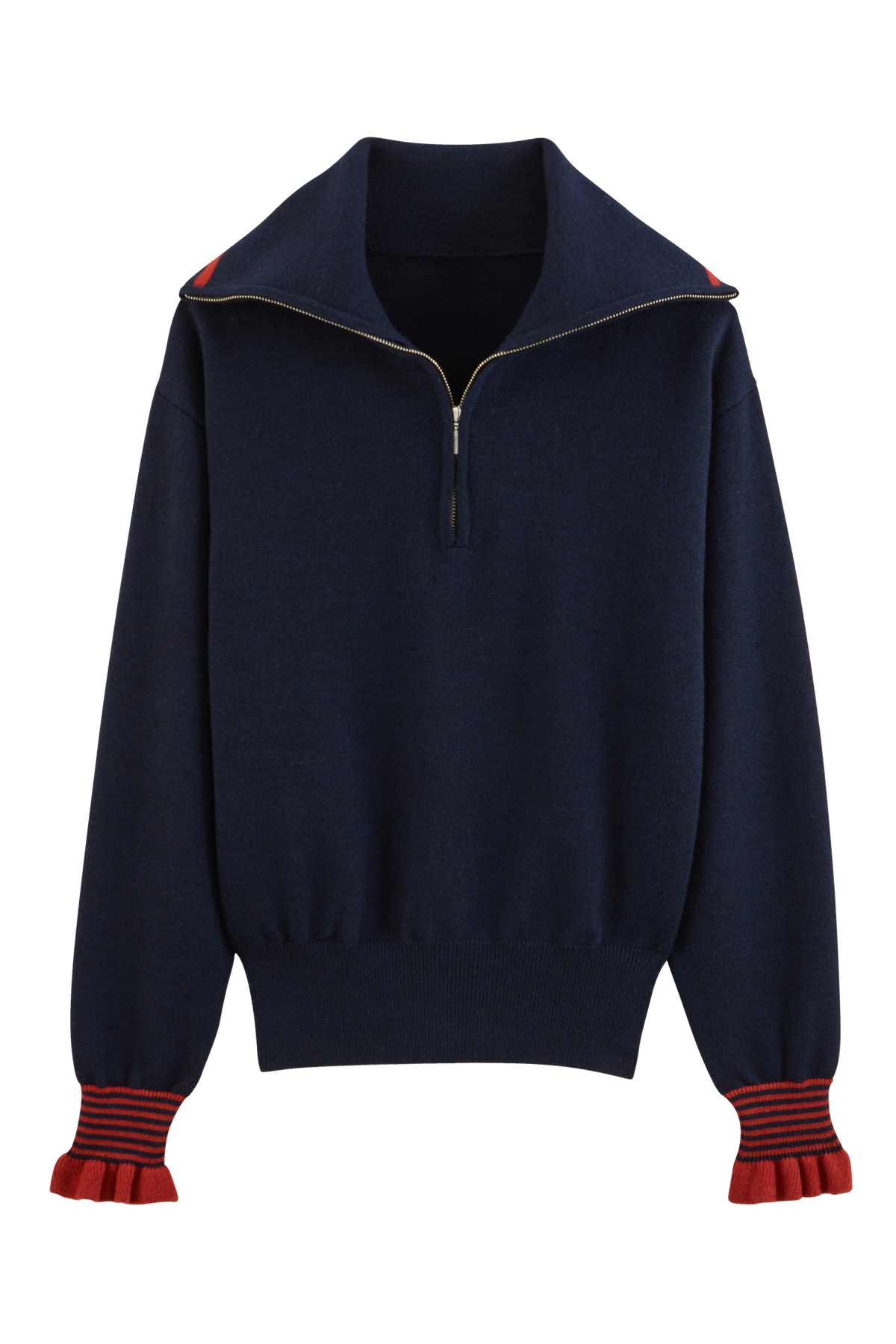 Pull Lila marine et rouille